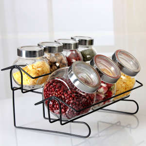 New Types Salt Pepper Shakers with Rack of Glass Jar