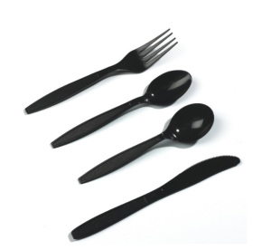 Jx152 Black Disposable Aviation Plastic Cutlery