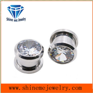 Fashion Single Zircon Body Piercing Ear Plug